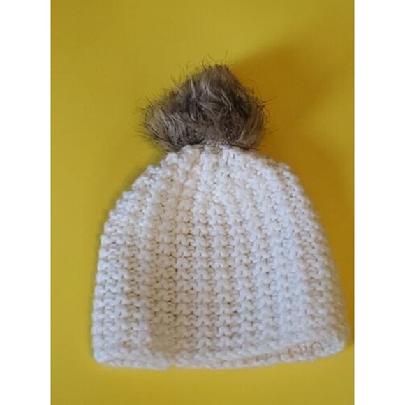Womens Wool Blend Hat White W/ Pompom Casual Bohemian Style  Anne Klein - Picture 4 of 9